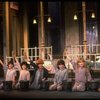 Kristi Coombs as Annie (C) w. orphans in a scene from the New Orleans production of the musical "Annie."