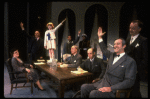 Kristi Coombs as Annie and Reid Shelton as Daddy Warbucks w. FDR in a scene from a touring company of the musical "Annie." (New Orleans)