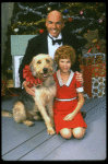 Bridget Walsh as Annie and Rhodes Reason as Daddy Warbucks w. Sandy in a scene from a touring company of the musical "Annie." (Fort Worth)