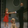 Bridget Walsh as Annie and Rhodes Reason as Daddy Warbucks w. Sandy in a scene from a touring company of the musical "Annie." (Fort Worth)