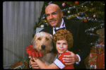 Bridget Walsh as Annie and Rhodes Reason as Daddy Warbucks w. Sandy in a scene from a touring company of the musical "Annie." (Fort Worth)