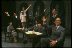 Bridget Walsh as Annie, Rhodes Reason as Daddy Warbucks and Jack Denton as FDR in a scene from a touring company of the musical "Annie." (Fort Worth)