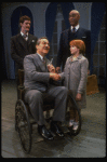 Bridget Walsh as Annie, Harve Presnell as Daddy Warbucks and Jack Denton as FDR in a scene from a touring company of the musical "Annie."