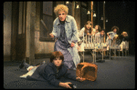 Ruth Kobart as Miss Hannigan and Louanne as Annie w. orphans in a scene from a touring company of the musical "Annie." (Boston)