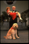 Norwood Smith as Daddy Warbucks and Louanne as Annie w. Sandy in a scene from a touring company of the musical "Annie." (Boston)