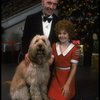 Norwood Smith as Daddy Warbucks and Louanne as Annie w. Sandy in a scene from a touring company of the musical "Annie." (Boston)