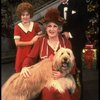Ruth Kobart as Miss Hannigan, Louanne as Annie, and Norwood Smith as Daddy Warbucks w. Sandy in a scene from a touring company of the musical "Annie." (Boston)