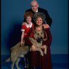Marcia Lewis as Miss Hannigan, Allison Smith as Annie & Harve Presnell as Daddy Warbucks w. Sandy from the Broadway production of the musical "Annie." (New York)