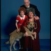 Marcia Lewis as Miss Hannigan, Allison Smith as Annie & Harve Presnell as Daddy Warbucks w. Sandy from the Broadway production of the musical "Annie." (New York)