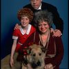 Marcia Lewis as Miss Hannigan, Allison Smith as Annie & Harve Presnell as Daddy Warbucks w. Sandy from the Broadway production of the musical "Annie." (New York)
