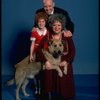 Marcia Lewis as Miss Hannigan, Allison Smith as Annie & Harve Presnell as Daddy Warbucks w. Sandy from the Broadway production of the musical "Annie." (New York)