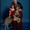 Marcia Lewis as Miss Hannigan, Allison Smith as Annie & Harve Presnell as Daddy Warbucks w. Sandy from the Broadway production of the musical "Annie." (New York)