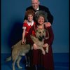 Marcia Lewis as Miss Hannigan, Allison Smith as Annie & Harve Presnell as Daddy Warbucks w. Sandy from the Broadway production of the musical "Annie." (New York)