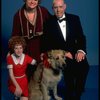 Marcia Lewis as Miss Hannigan, Allison Smith as Annie & Harve Presnell as Daddy Warbucks w. Sandy from the Broadway production of the musical "Annie." (New York)