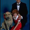 Allison Smith as Annie and Harve Presnell as Daddy Warbucks w. Sandy in a scene from the Broadway production of the musical "Annie." (New York)
