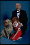 Allison Smith as Annie and Harve Presnell as Daddy Warbucks w. Sandy in a scene from the Broadway production of the musical "Annie." (New York)