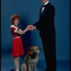 Allison Smith as Annie and Harve Presnell as Daddy Warbucks w. Sandy in a scene from the Broadway production of the musical "Annie." (New York)