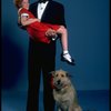 Allison Smith as Annie and Harve Presnell as Daddy Warbucks w. Sandy in a scene from the Broadway production of the musical "Annie." (New York)