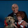 Allison Smith as Annie and Harve Presnell as Daddy Warbucks w. Sandy in a scene from the Broadway production of the musical "Annie." (New York)