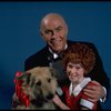 Allison Smith as Annie and Harve Presnell as Daddy Warbucks w. Sandy in a scene from the Broadway production of the musical "Annie." (New York)