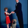 Allison Smith as Annie and Harve Presnell as Daddy Warbucks w. Sandy in a scene from the Broadway production of the musical "Annie." (New York)