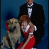 Allison Smith as Annie and Harve Presnell as Daddy Warbucks w. Sandy in a scene from the Broadway production of the musical "Annie." (New York)