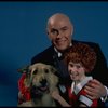 Allison Smith as Annie and Harve Presnell as Daddy Warbucks w. Sandy in a scene from the Broadway production of the musical "Annie." (New York)