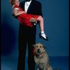 Allison Smith as Annie and Harve Presnell as Daddy Warbucks w. Sandy in a scene from the Broadway production of the musical "Annie." (New York)