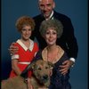 Ruth Williamson as Miss Hannigan, Mollie Hall as Annie, & Ron Holgate as Daddy Warbucks w. Sandy in a scene from a touring company of the musical "Annie."