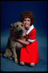 Alyson Kirk as Annie w. Sandy in a scene from the Broadway company of the musical "Annie."