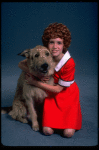 Alyson Kirk as Annie w. Sandy in a scene from the Broadway company of the musical "Annie."