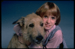 Alyson Kirk as Annie w. Sandy in a scene from the Broadway company of the musical "Annie"