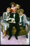 Marcia Lewis as Miss Hannigan w. Annie, Daddy Warbucks, Grace and Sandy in a scene from a touring company of the musical "Annie." (Westbury)
