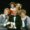 Marcia Lewis as Miss Hannigan w. Annie, Daddy Warbucks, Grace and Sandy in a scene from a touring company of the musical "Annie." (Westbury)