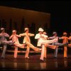 Actress Liza Minnelli and dancers performing "City Lights" in a scene from the Broadway production of the musical "The Act.