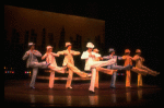 Actress Liza Minnelli and dancers performing "City Lights" in a scene from the Broadway production of the musical "The Act.
