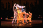 Actress Liza Minnelli (T), future choreographer Wayne Cilento (3L) and dancers in a scene from the Broadway production of the musical "The Act.