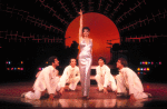 Actress Liza Minnelli, future choreographer Wayne Cilento (2L) and dancers in a scene from the Broadway production of the musical "The Act." (New York)