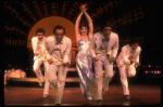 Actress Liza Minnelli, future choreographer Wayne Cilento (2L) and dancers in a scene from the Broadway production of the musical "The Act." (New York)