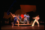 Actress Liza Minnelli, future choreographer Wayne Cilento (3L) and dancers in a scene from the Broadway production of the musical "The Act."