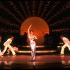 Actress Liza Minnelli, future choreographer Wayne Cilento (2L) and dancers in a scene from the Broadway production of the musical "The Act." (New York)