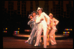 Actress Liza Minnelli, future choreographer Wayne Cilento (3L) and dancers in a scene from the Broadway production of the musical "The Act." (New York)