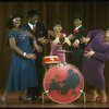 L-R) L. Bowers, K. Prymus, A. Lenox, L. McNeil and R. Ryan arond a drum in a scene from the Broadway production of the musical "Ain't Misbehavin'." (New York)