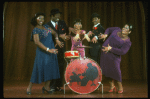 L-R) L. Bowers, K. Prymus, A. Lenox, L. McNeil and R. Ryan arond a drum in a scene from the Broadway production of the musical "Ain't Misbehavin'." (New York)