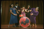 L-R) L. Bowers, K. Prymus, A. Lenox, L. McNeil and R. Ryan arond a drum in a scene from the Broadway production of the musical "Ain't Misbehavin'." (New York)