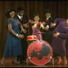 L-R) L. Bowers, K. Prymus, A. Lenox, L. McNeil and R. Ryan arond a drum in a scene from the Broadway production of the musical "Ain't Misbehavin'." (New York)