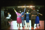 R-L) Rear view of L. Bowers, K. Prymus, A. Lenox, L. McNeil and R. Ryan in a scene from the Broadway production of the musical "Ain't Misbehavin'." (New York)