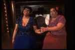 R-L) Roz Ryan and Loretta Bowers in a scene from the Broadway production of the musical "Ain't Misbehavin'." (New York)