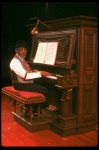 Musical director Luther Henderson at the piano in a scene from the Broadway revival of the musical "Ain't Misbehavin'." (New York)