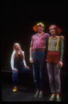 Meryl Streep (as Alice) (L) w. Michael Jeter (R) and Stuart Baker-Bergen (C) in a scene from the NY Shakespeare Festival production of the musical "Alice." (New York)